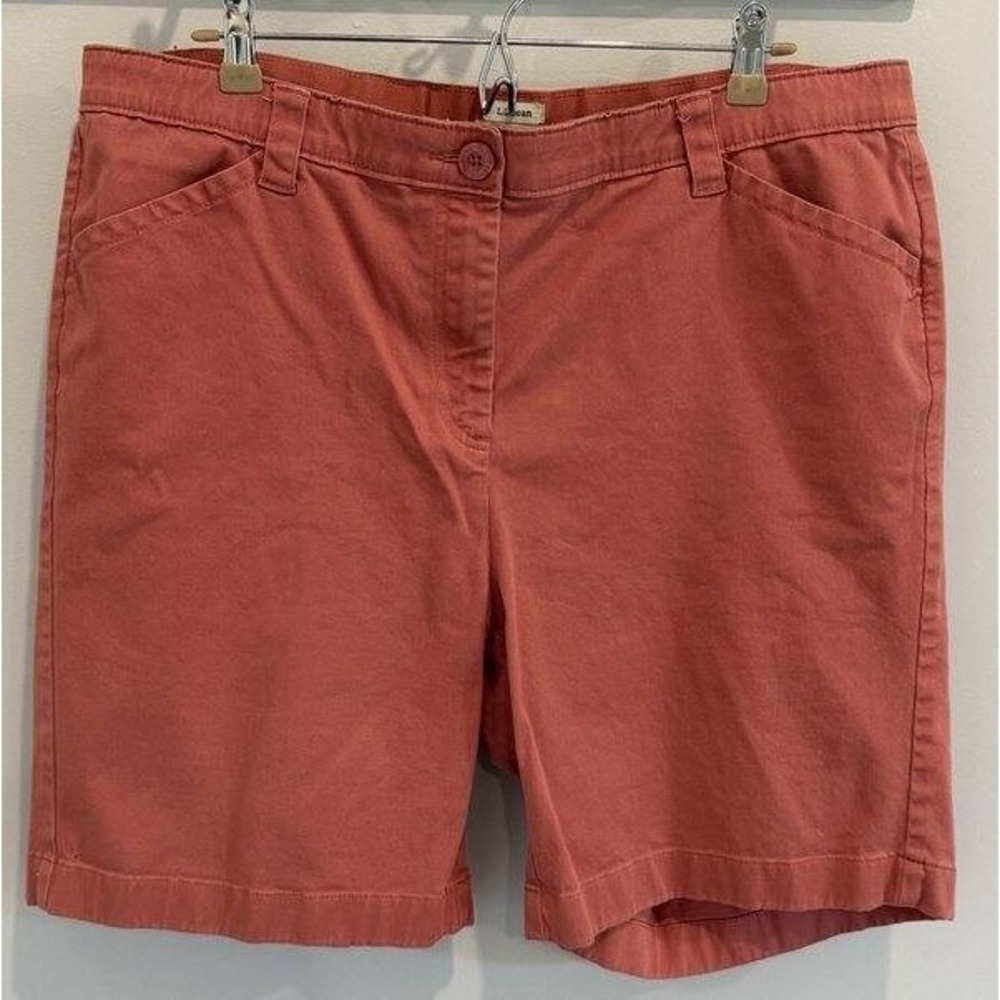 LL‎ Bean Womens Comfort Stretch Shorts Chino Bermudas Sienna Brick 18W Classic